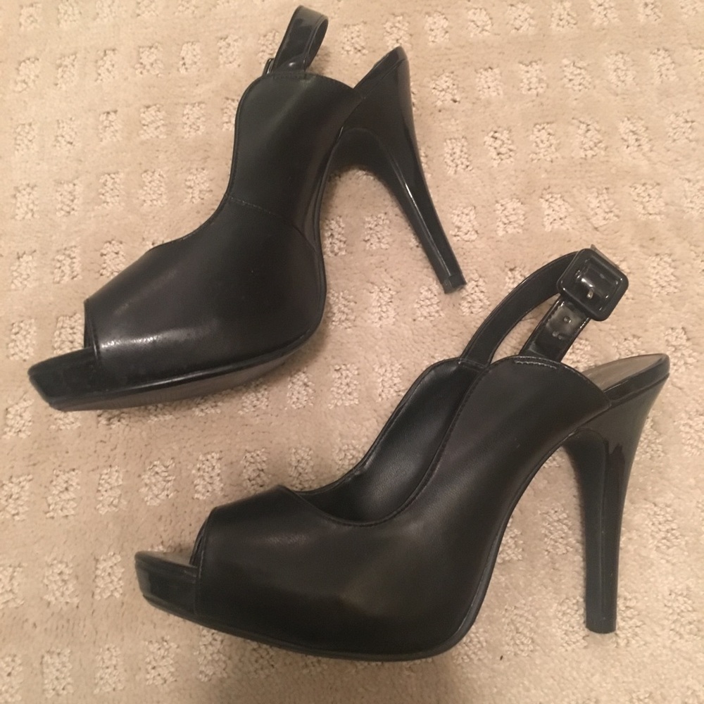 Open toe, black heels
